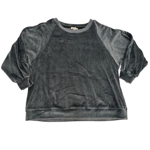 POL Crushed Velvet Grey Plush Small Crewneck Sweatshirt Stretch Loungewear NWOT - Picture 1 of 10